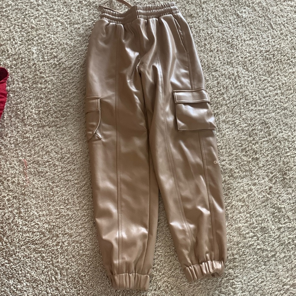 Alo faux leather cargo joggers lined